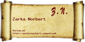 Zarka Norbert névjegykártya